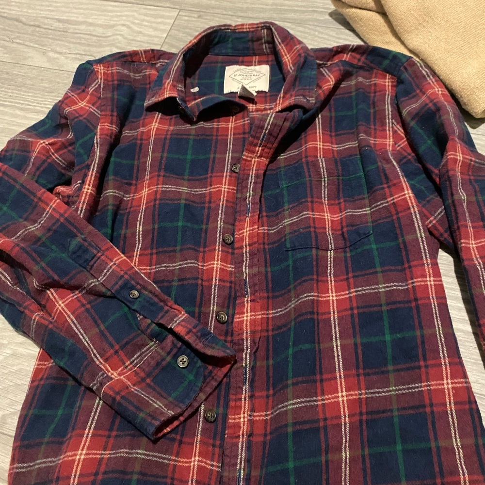 St. John's Bay Red and Green Plaid Casual Shirt